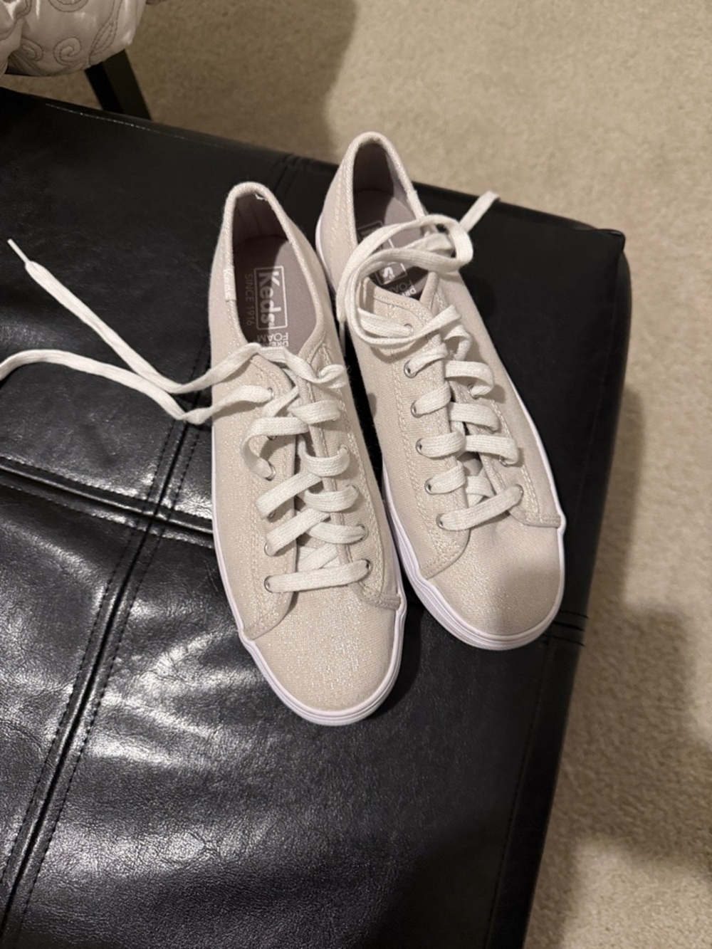 Keds Women's Sparkle Cream Lace-Up Sneakers